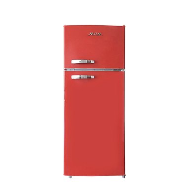 red retro fridge