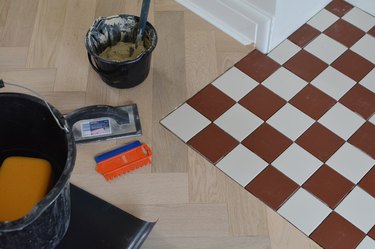 checkered hearth and grouting tools