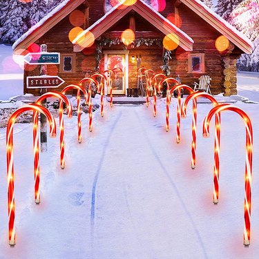 ideas for Christmas lights outdoors candy canes