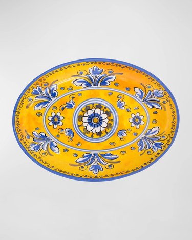 yellow melamine patterned platter