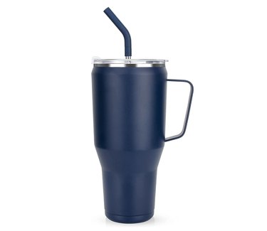 navy tumbler with handle
