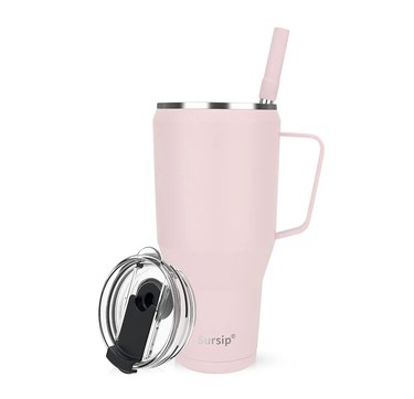 pink mug with handle