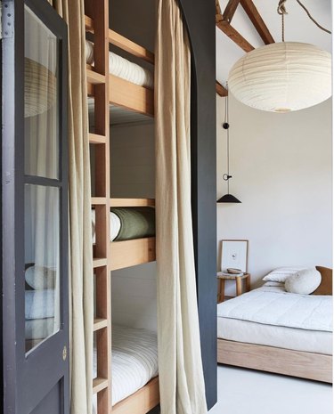 different light fixtures in bedroom with bunk beds