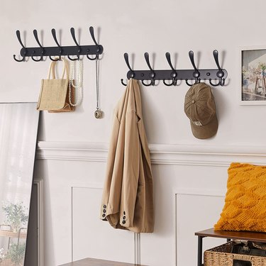 hooks mounted to wall in entry