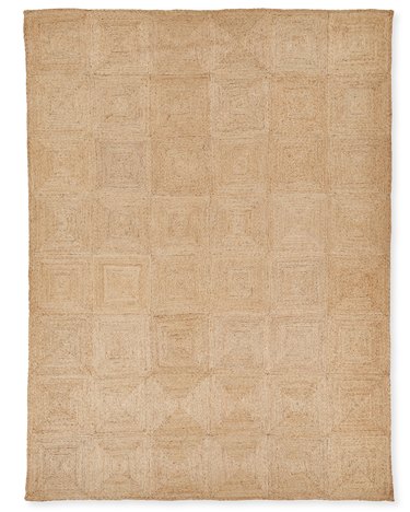 jute rug with square pattern