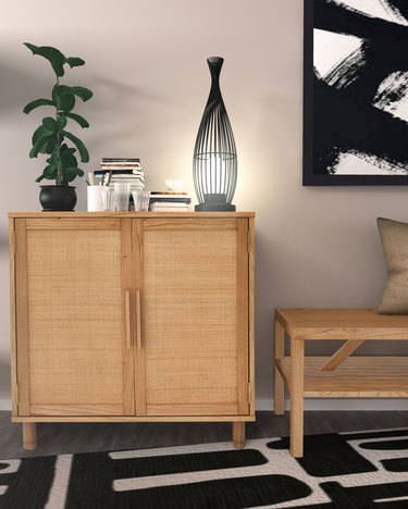 rattan and wood cabinet