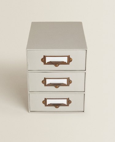 unit with drawers and labels