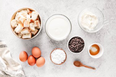 Ingredients for cannoli French toast casserole