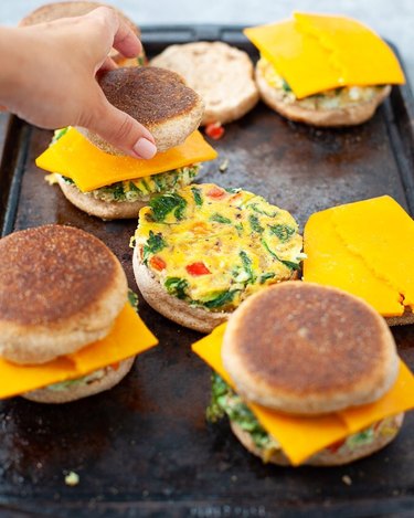 The Foodie Dietitian's Make-Ahead Freezer Veggie Breakfast Sandwiches