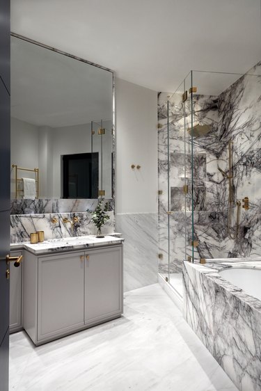 main bathroom with marble features