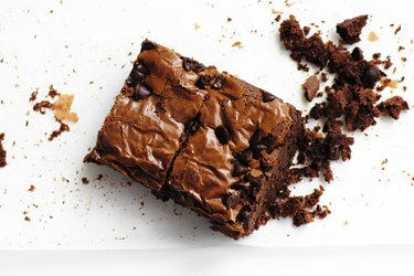 Brownie on a white background