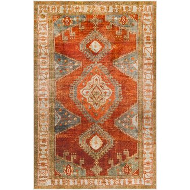 Orange Persian washable area rug