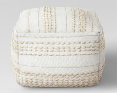 beige and white texture pouf