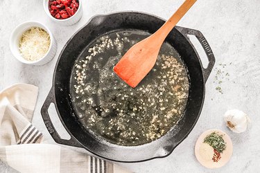 Deglaze pan with chicken broth