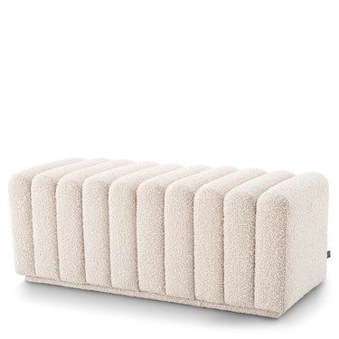 cream boucle bench with texture