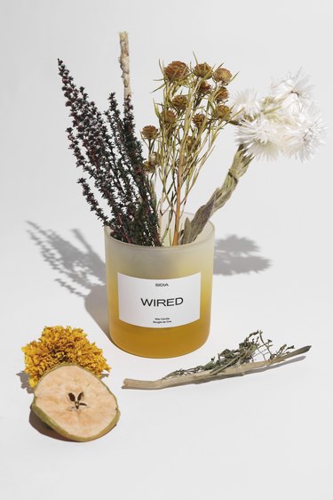 sidia wired candle and dried floral bouquet