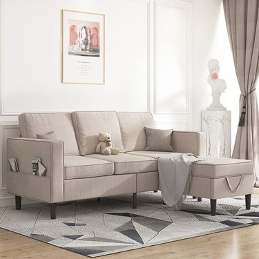 sectional in tan
