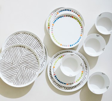 A set of tableware with patterns on each