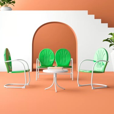 green metal outdoor furniture