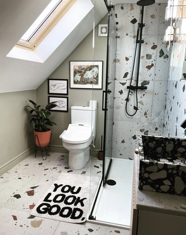 attic bathroom ideas with patterned tile