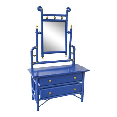 blue dresser with mirror