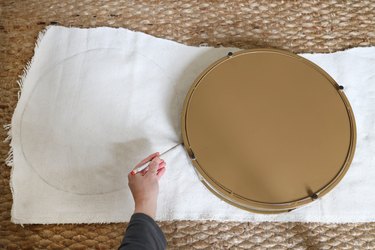 Tracing two circles onto back of boucle fabric