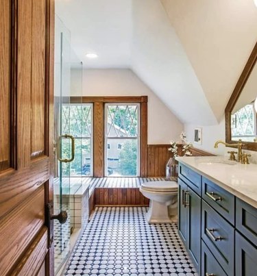 attic bathroom ideas with tiled floor