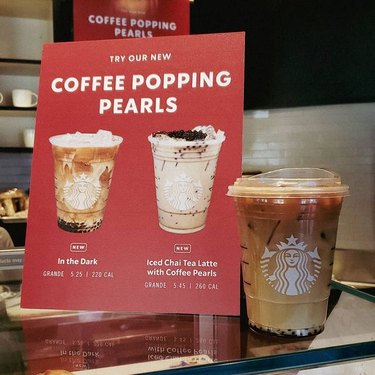 coffee popping pearls sign at starbucks