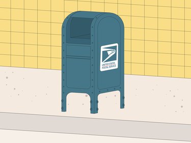 illustration of usps letter box on sidewalk