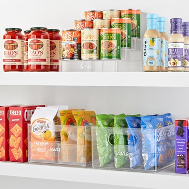 Organized pantry items on shelves