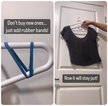 How to use rubber bands to stop clothes from falling off hangers