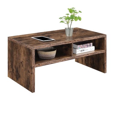 sled coffee table with two storage compartments