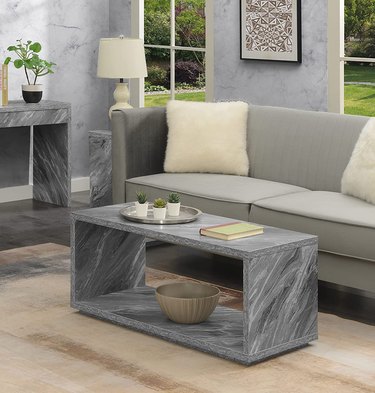 gray faux marble sled table