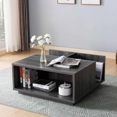 gray pull-out storage coffee table