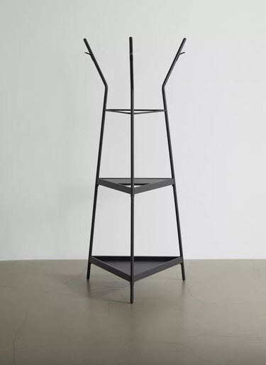 metal coat rack with triangular shelves