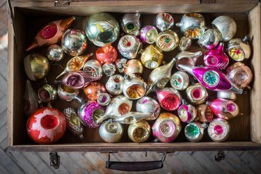 Vintage ornaments in drawer