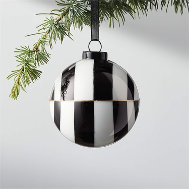 black and white checkered globe ornament