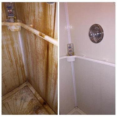 Before-and-after photos of clean shower