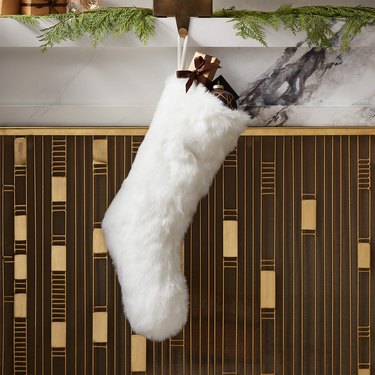 white faux fur stocking