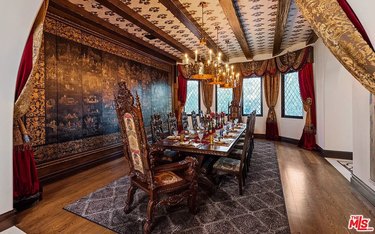 A medieval-style dining room