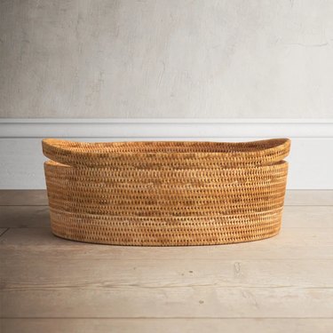 rattan basket with cutout handles