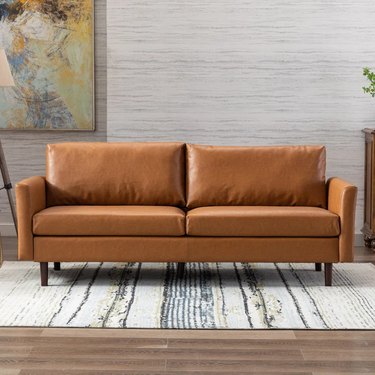 camel leather two-seat couch