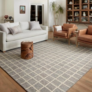 gridded neutral rug