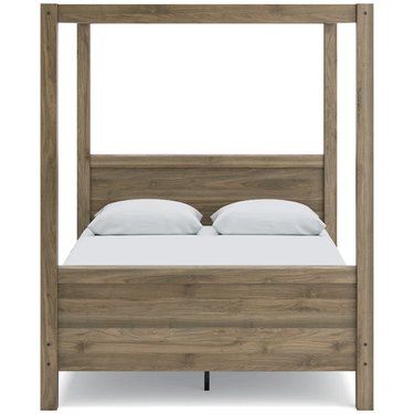 wood canopy bed