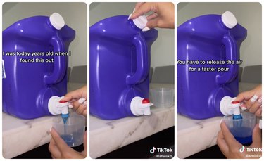tiktok screenshots of a liquid laundry detergent container