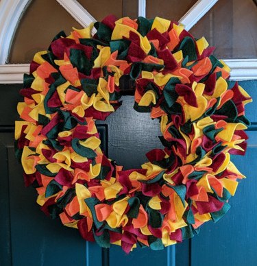Yellow, green, and maroon felt wreath