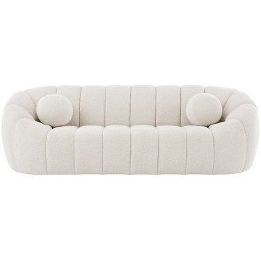boucle white channel sofa