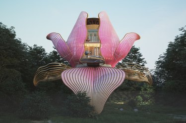 Lotus-shaped house in the trees in Mexico