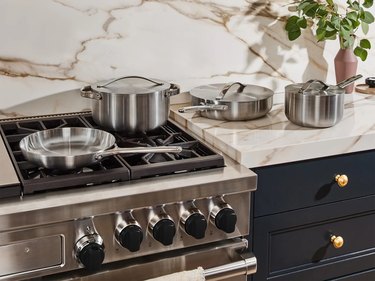 stainless steel cookware on stove
