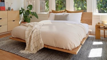 minimalist wood platform bed